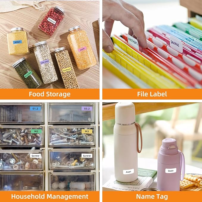 D30 Label Tape 1800 PCS D30 Labels Compatible with Phomemo Portable Thermal Printer, 12x40 mm, 10 Rolls, Colorful