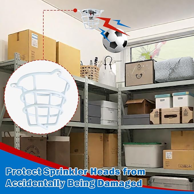 (2 Pack) White Fire Sprinkler Head Protector Cage Guard Cover for Both 1/2" & 3/4" Sprinkler Head for Protecting Flush Mount & Side Wall & Semi - Recessed Fire Sprinkler Covers for Ceiling