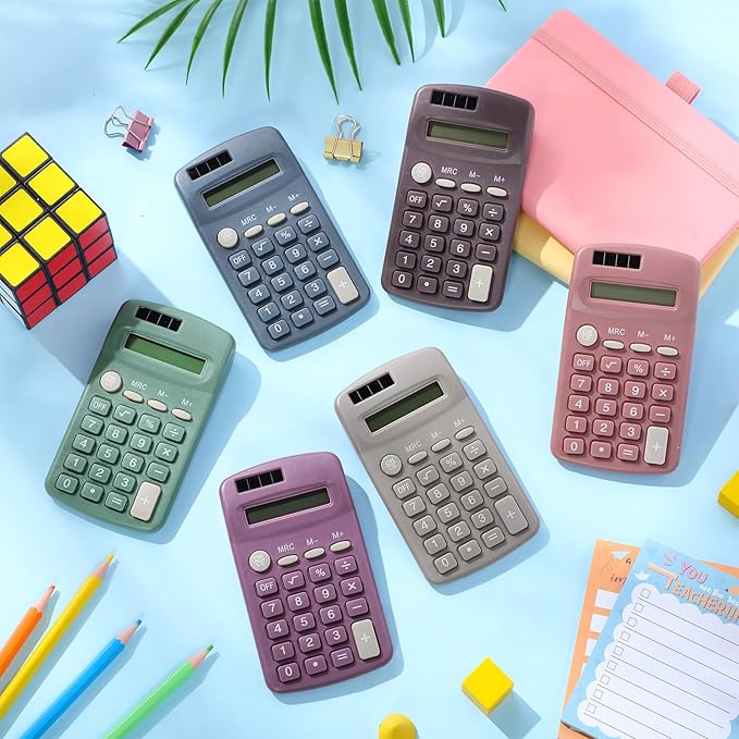 36 Pcs Pocket Size Solar Calculators Bulk for Classroom Mini Basic Calculator Solar Battery Dual Power 8 Digit Display for Kids Student School Office Accounting Tool