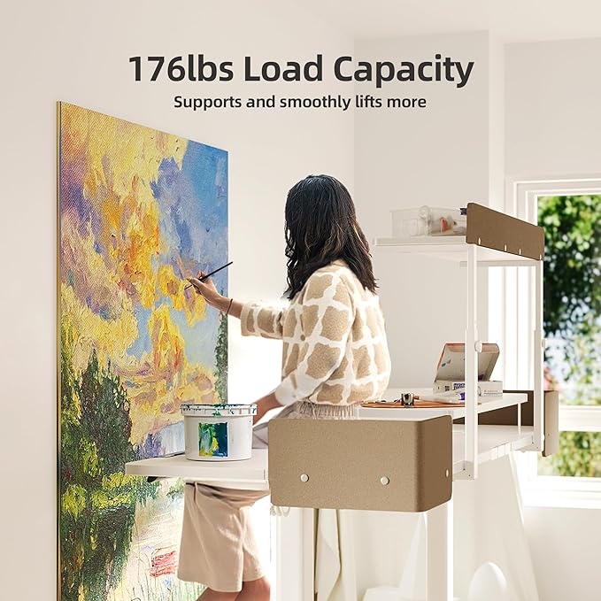 Claiks Adjustable Height Standing Desk, 55 x 24 Inches Electric Stand Up with Monitor Shelves Computer Desk Workstation for Home Office, White