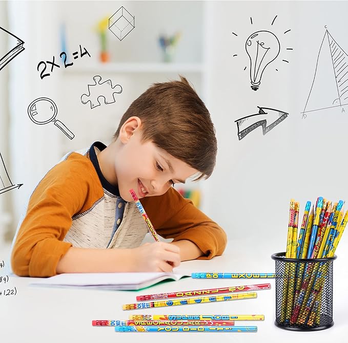 Kolewo4ever Inspirational Pencils, 100 Pieces with 10 Different Designs, Words of Encouragement, Smooth Graphite, Colorful Eraser, Suitable for School, Home, Office