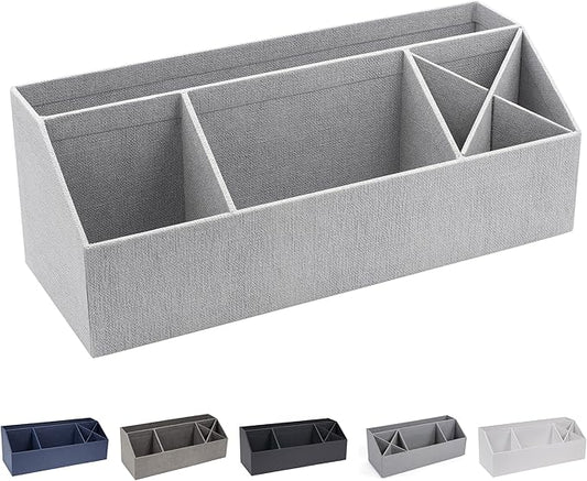 Bigso Box of Sweden Elisa Desktop Organizer - Durable Office Desk Organizer with 7 Compartments for Office Supplies and Accessories - 13.1 in x 4.9 in x 4.9 in - Ash