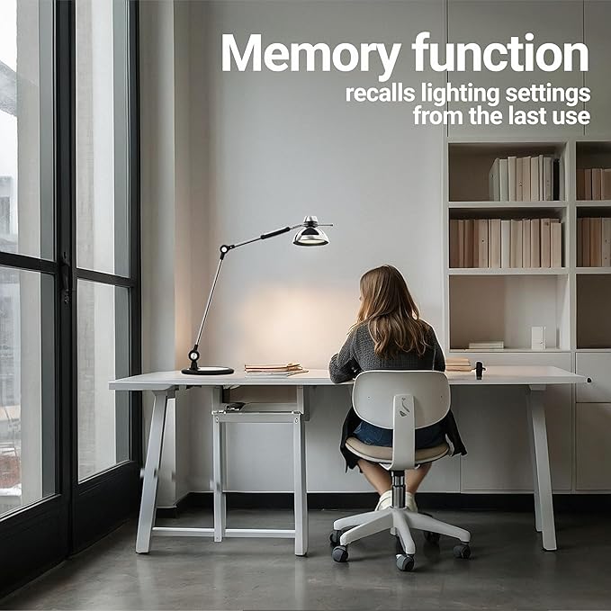 OTUS LED Desk Lamp Gesture Control | Desk Lamps for Home Office 3 Color Modes, 12 Brightness Levels, Memory | Adjustable Tall Office Lamp | Eye-Friendly Task Desktop Light for Reading, Working, Crafts