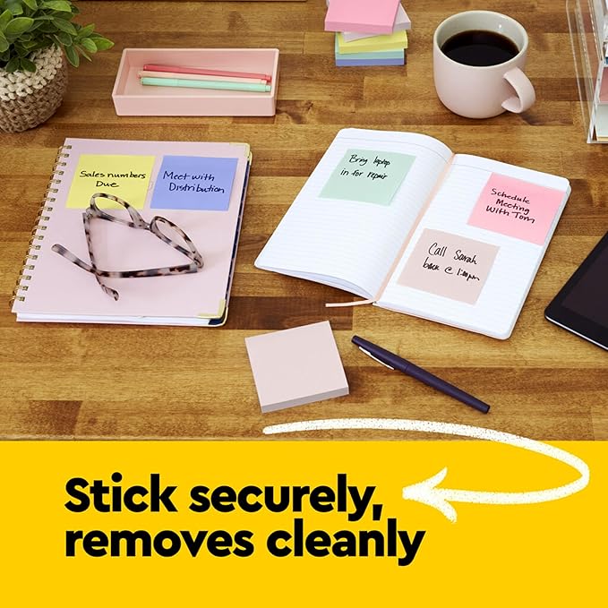 Post-it Notes 3x3 in, 12 Pads, America's #1 Favorite Sticky Notes, Canary Yellow, Clean Removal, Recyclable (654)