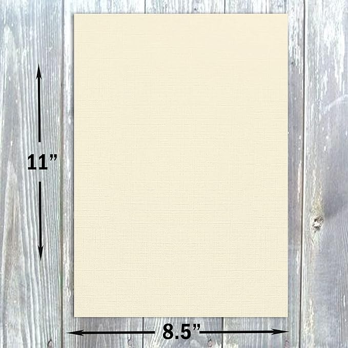 Hamilco Resume Linen Textured Cardstock Paper – 8 1/2 x 11" Blank Thick Heavy Weight 80 lb Cover Card Stock for Printer - 50 Pack (Ivory)