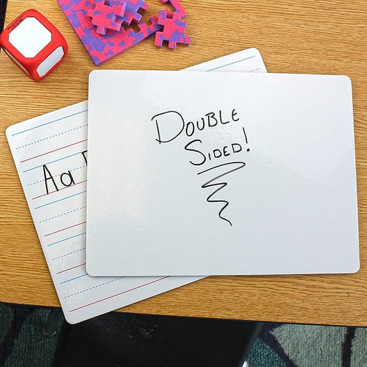 Flipside - 12034 Red and Blue Ruled Plain Dry Erase Board, 9 x 12 Inches, White, Pack of 24