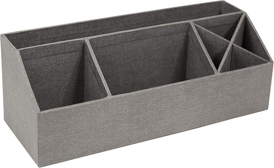 Bigso Elisa Desktop Organizer - Durable Office Desk Organizer with 7 Compartments for Office Supplies and Accessories - 13.1 in x 4.9 in x 4.9 in - Canvas Gray