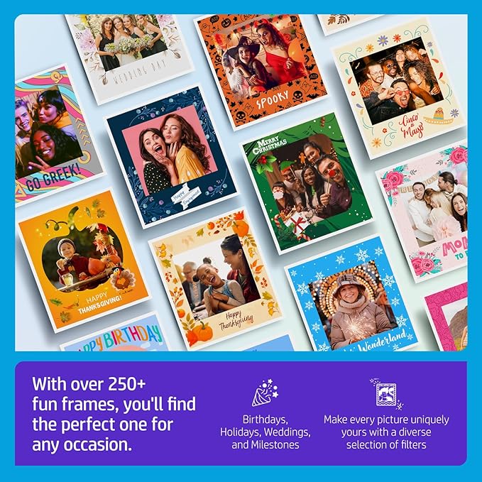 HP Sprocket Photo Booth + 110 3x4 Zink Paper Sheets, Digital Instant Color Photo Printer, 10.1" Touchscreen Photobooth, LED Ring Light, Customize w/ 250+ Frames, Share via QR Code, Mobile App, White