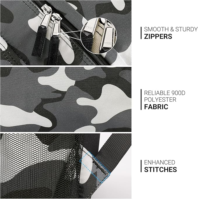ZORFIN 26L Backpack for School, College, and Travel: Water Resistant Bookbag with 8 Compartments - Camo Black