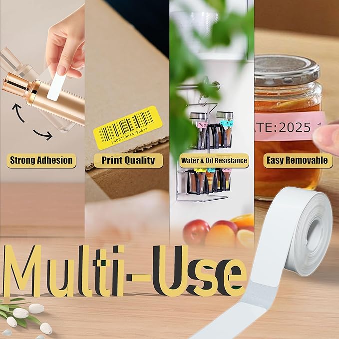 960 Pcs Colorful D30 Label Tape, D30 Label Maker Tape, Smart Mini Label Maker Refill D30, Thermal Printer Paper, Self-Adhesive Sticker Replacement,12x40mm,160 Labels/Roll, 10 Rolls