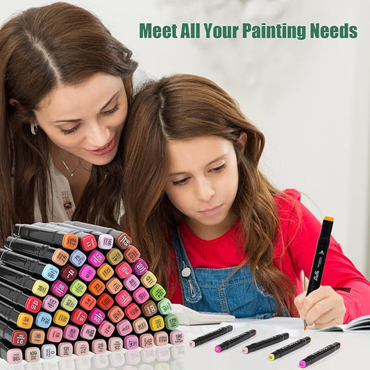 120 Colors Alcohol Markers Set, Dual Tips Blender Art Markers for Drawing Sketching Coloring Artist Pens and Underlining, Professional Permanent Sketch Marker for Kids Adult Coloring