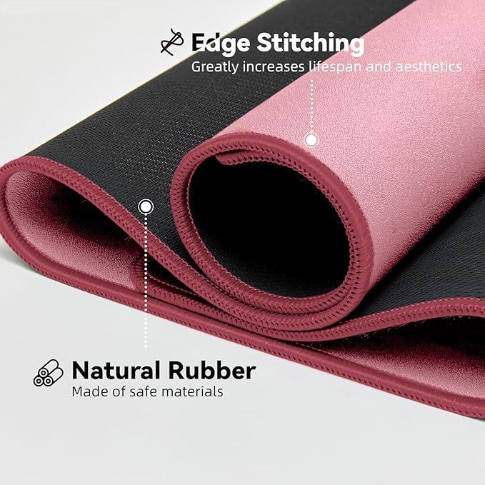 Waterproof Large Gaming Mouse Pad with Durable Stitched Edges, Non-Slip Rubber Base, Smooth Surface Mouse Mat Desk Pad for Home Office Gaming, 27.5"*11.8"*0.12", Dusty Rose