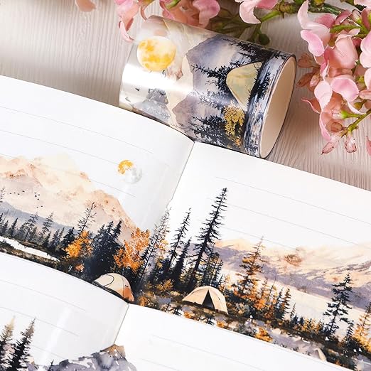 PET Tape for Journal Scrapbooking - Scenery Sunset Journal PET Tape Scrapbook Supplies, Notebook Scrapbook Bottle Crafts Décor