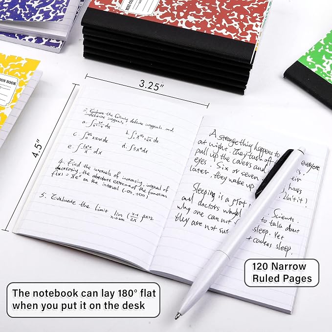 feela 40 Pack Mini Composition Notebook Bulk, Cute Pocket Composition Note Pad, Small Journal Notebooks for Students College School Supplies, 4.5" X 3.25", Narrow Ruled, 5 Marble Covers