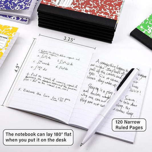 feela 40 Pack Mini Composition Notebook Bulk, Cute Pocket Composition Note Pad, Small Journal Notebooks for Students College School Supplies, 4.5" X 3.25", Narrow Ruled, 5 Marble Covers
