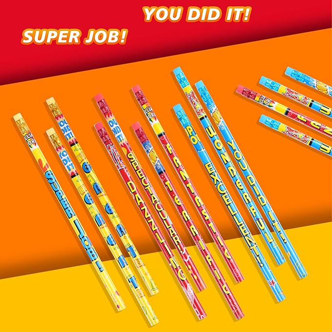 Kolewo4ever Inspirational Pencils, 100 Pieces with 10 Different Designs, Words of Encouragement, Smooth Graphite, Colorful Eraser, Suitable for School, Home, Office