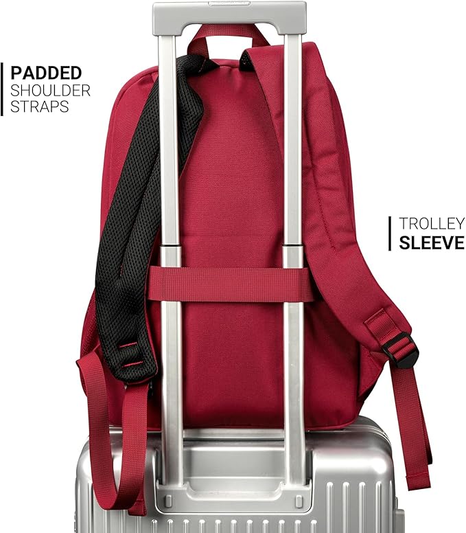 ZORFIN 26L Backpack for School, College, and Travel: Water Resistant Bookbag with 8 Compartments - Russet Red