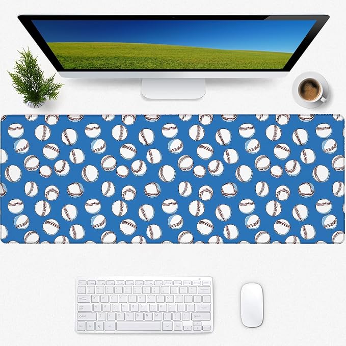 Baseball Gaming Mouse Pad, Desk Mat, Non-Slip Rubber Base Cool Aesthetic MousePads for Computer Laptop Keyboard Office School Home Desktop Accessories Decor 31.5" x 11.8"