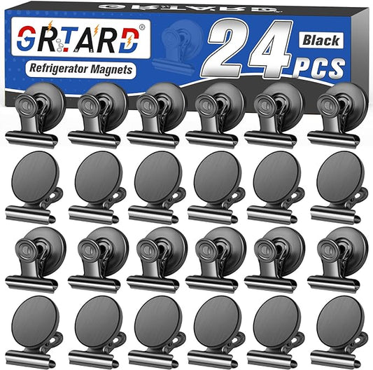 Grtard 48 Pack Magnetic Clips Heavy Duty, Magnet Clips for Fridge, Refrigerator Magnets with Clips, No-Scratch Strong Magnetic Clips for Refrigerator, Whiteboard, Cruise Cabins, Locker(Black)