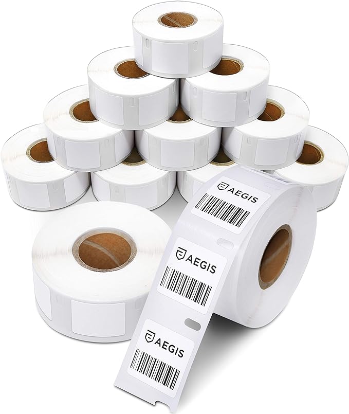 Aegis Adhesives - Compatible 1” Direct Thermal Labels Replacement for DYMO 30332 (1" X 1") Square Multipurpose, Use with Labelwriter 450, 450 Turbo, 4XL Printers - 12 Rolls
