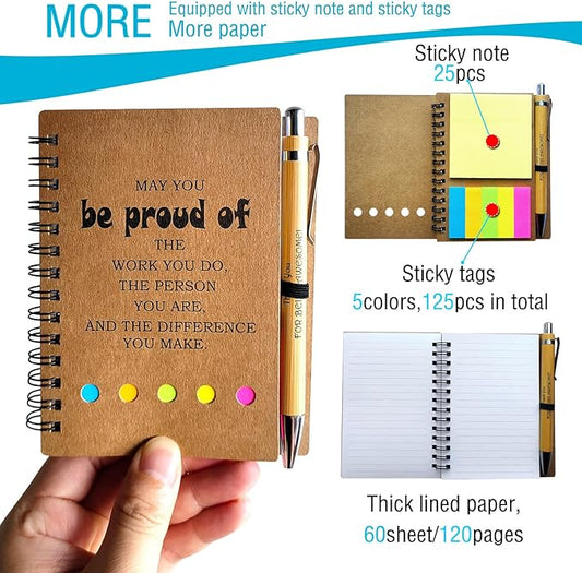 4 Set Spiral Notebook with Pen,60 Sheets,Office/School Supplies,5.7 x 4.1 in,Bulk Inspirational Journals Notepads,Employee Appreciation Gifts,Small Notebooks for Students Teachers Women Men Work & Note (4 SET)
