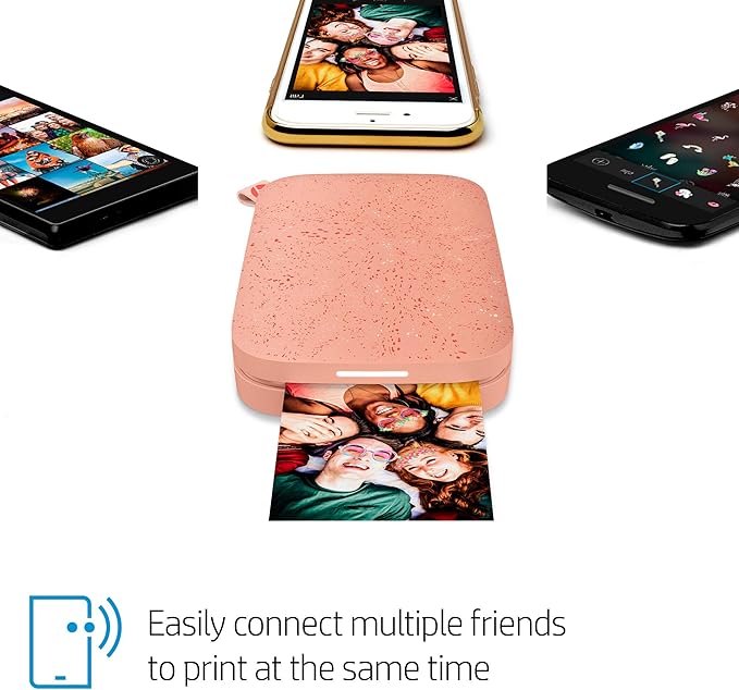 HP Sprocket 2x3 Instant Smartphone Photo Printer 75 Sheets Bundle - Bluetooth Portable Color Wireless Mobile Printer (Pink) Zink Sticky-Back Photos