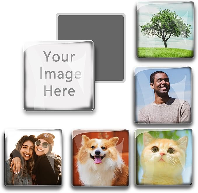 3PCS 40MM Square Picture Magnets Photo Custom Fridge Magnet Personalized Refrigerator Magnets for Whiteboard Decorative Funny Magnets for Kitchen Office