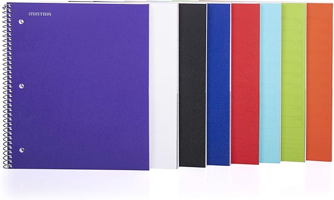 Mintra Office Durable Spiral Notebooks, 1 Subject, (Orange, Wide Ruled 3 Pack), 100 Sheets, Poly Pocket, Moisture Resistant Cover, Strong Chipboard back, For School, Office, Business