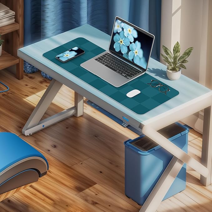 Non-Slip Desk Pad, Mouse Pad, Waterproof PU Leather Desk Protector, Large Desk Blotter, Easy Clean Laptop Desk Writing Mat for Work/Home/Decor(Dark Green 31.5" x 12")
