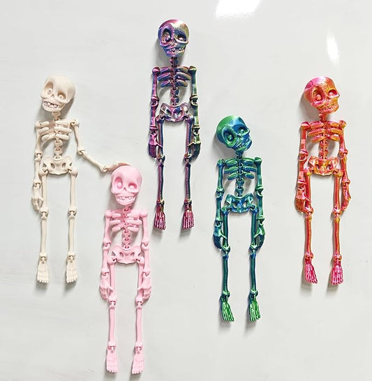 5PCS Posable Skull Refrigerator Magnets, 3D Printed Refrigerator Magnets with Movable Joints, Creative Halloween Skull Decorations, Suitable for Kitchen, Office and Locker Gecorations