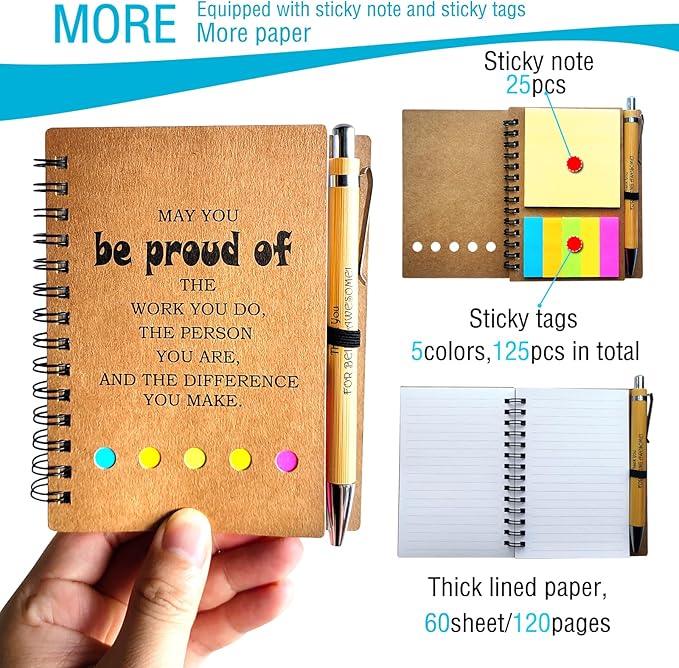 Appreciation Thank You Gifts,21 Set Spiral Notebook with Pen,Office/School Supplies,Bulk Inspirational Journals Notepads,Small Notebooks for Teachers Students Employee Women Men Work & Note (21 SET)