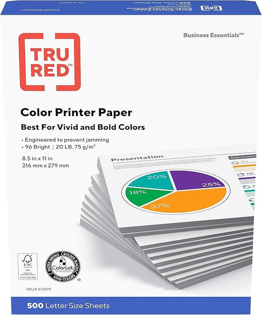 Staples TRU RED 513099 8.5-Inch X 11-Inch Multipurpose Paper 20 Lbs. 96 Brightness 500/Rm