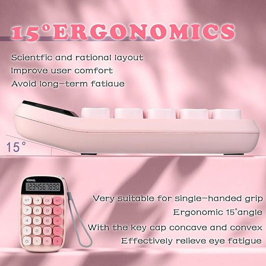 VEWINGL Mechanical Switch Calculator, 10 Digit LCD Display and Buttons, Great for Everyday Life and Basic Office Work, with Battery