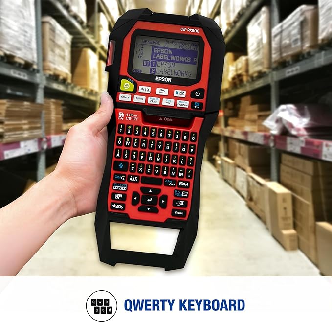 LABELWORKS Epson LW-PX900PCD Industrial Label Maker Kit - Complete Kit with Accessories, Compatible with All Epson PX Tape Types, Portable Handheld Label Printer