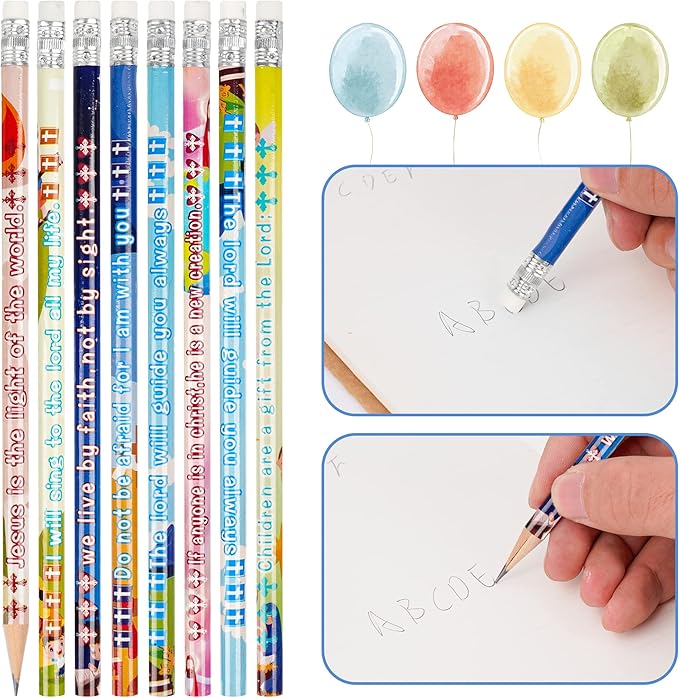 200 Pieces Bible Verses Pencils Inspirational Scripture Pencils with Hollow Cross Christian Pencils for Religious Scripture Church Supplies for School Student Teacher