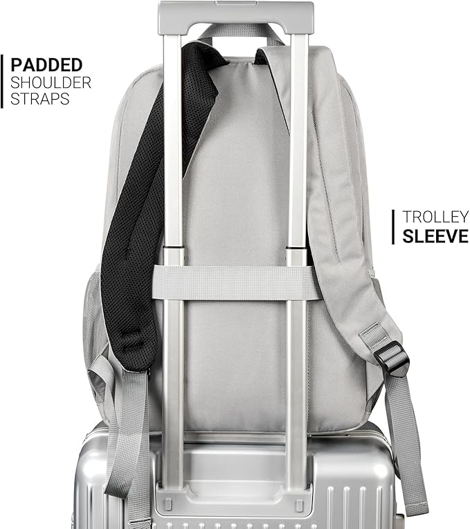 ZORFIN 26L Backpack for School, College, and Travel: Water Resistant Bookbag with 8 Compartments - Grey