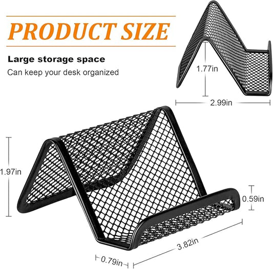 Business Card Holder for Desk, Office Desktop Business Card Display Holder, Mesh Business Card Holder, Desk Accessories for Women and Men,Black ( 6 Pack )