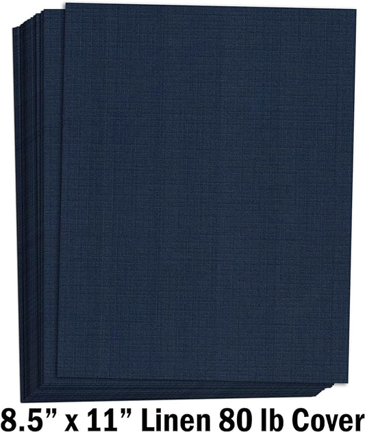 Hamilco Colored Cardstock Scrapbook Paper 8.5x11 Linen Textured Color Card Stock Paper Denim Blue 80 lb Cover 50 Pack