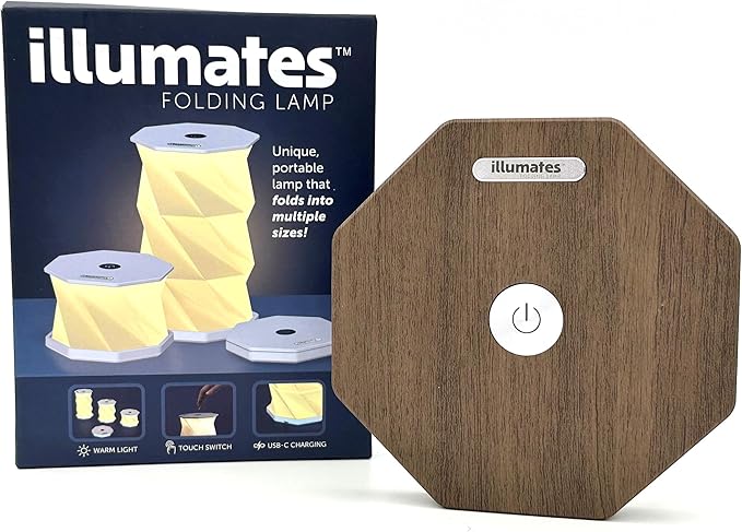 Foldable LED Desk Lamp – USB Rechargeable & Portable - Dimmable Touch Control Light with Adjustable Height up to 8.25" for Office, Travel, Bedside - Sleek & Modern Design (Wood Grain)