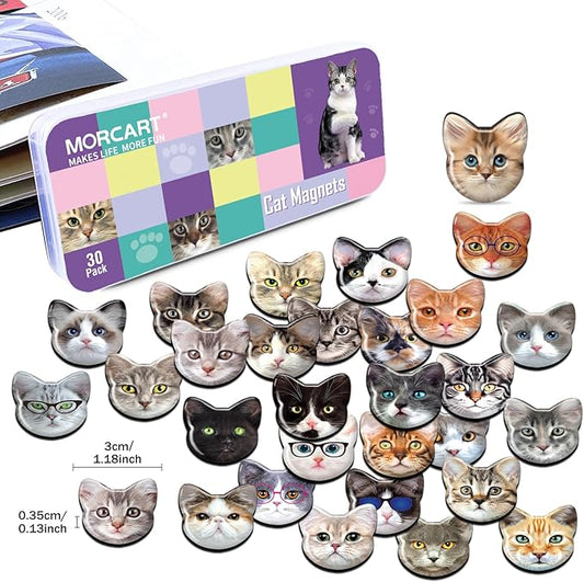 MORCART Cat Magnets for Fridge, Cute Magnets for Refrigerator Locker Whiteboard Decorative Magnetic Board Cabinets Classroom Office Cubicle School Gift for Adult 30PCS