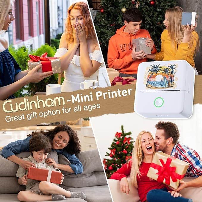 Print Pods Mini Printer, Thermal Inkless Sticker Maker with 3 Rolls Paper, Pocket Printpod for Phone, Impresora Portátil for Notes, Flashcards, Journal, DIY (Calif Beach)