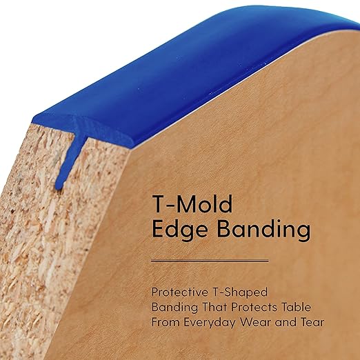 Factory Direct Partners FDP Rectangle Activity School and Office Table (36 x 60 inch), Standard Legs with Ball Glides, Adjustable Height 19-30 inches - Maple Top and Blue Edge