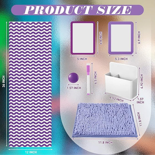 Timgle 8 Pcs Magnetic Locker Set Including Magnetic Wallpaper Mirror Locker Organizer Carpet Whiteboard Dry Erase Marker Accessories for Office School Supplies(Purple,Wavy Style)