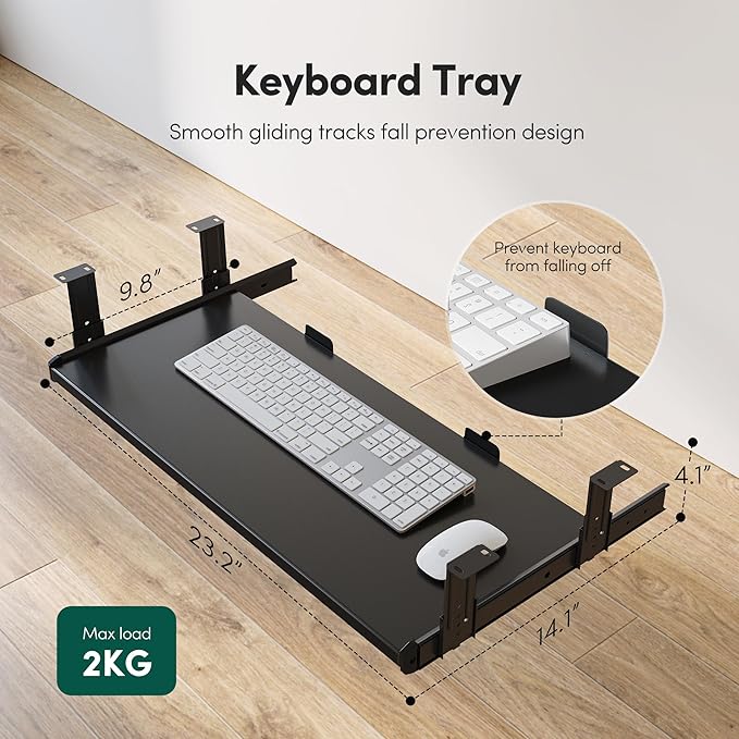 FEZIBO Standing Desk with Keyboard Tray, 48 x 24 Inch Adjustable Height Sit Stand Desk with Memory Presets for Home Office, Ergonomic Computer Workstation, Black