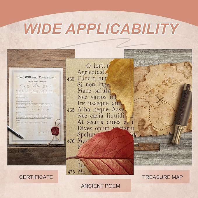 MECCANIXITY 24 Packs Vintage Cotton Paper Printer Paper Printer Edge White Brown Gradient Classic for Letter Writing, Invitations, Wedding-8 x 11 Inch