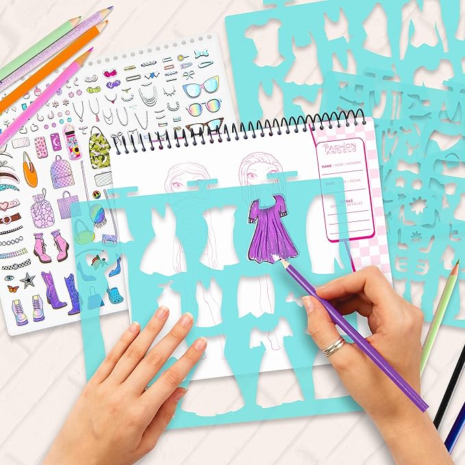 Fashion Angels Fashionista Sketch Sets Bundle, Bulk Pack of 4 Fashion Design Sketch Books, Ideal Gift & Party Favor for Girls, Kids, Tweens