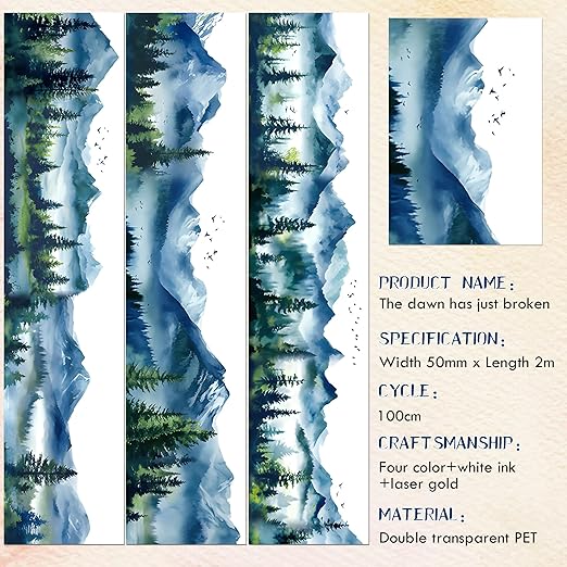 PET Tape for Journal Scrapbooking - Green Forest Junk Journal PET Tape Scrapbook Supplies, Scrapbook Notebook Bottle Crafts Décor