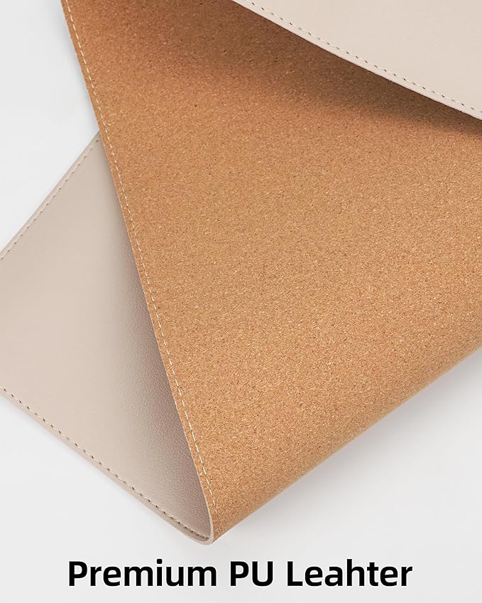 Leather Desk Pad Protector,Office Desk Mat,Large Mouse Pad, Non-Slip PU Leather Desk Blotter,Desk Pad,Waterproof Desk Writing Pad for Office and Home (Beige,31.5" x 15.7")