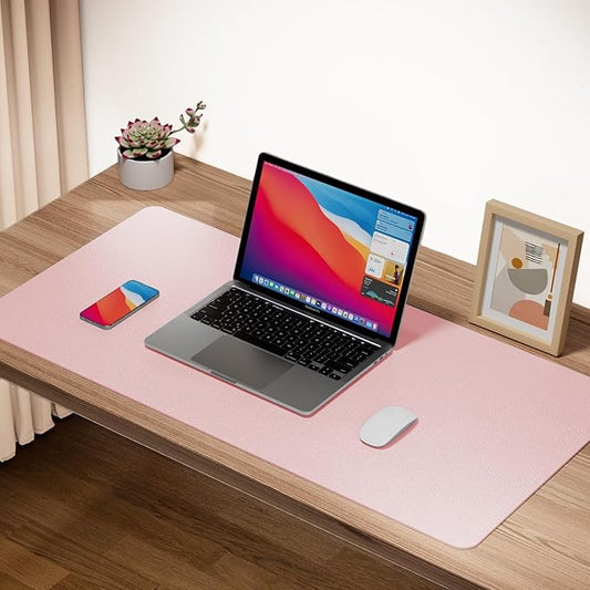 Boutilon Leather Desk Pad Protector,Non-Slip Mouse Pad,Laptop Desk Pad,Office Mouse Mat,Waterproof Leather Desk Blotter,Desk Writing Pad for Office and Home (S-Light Pink,24"x 14")