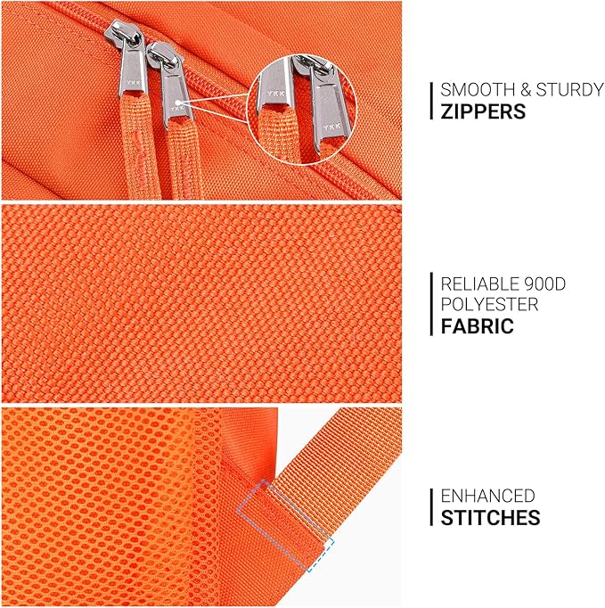 ZORFIN 26L Backpack for School, College, and Travel: Water Resistant Bookbag with 8 Compartments - Tangerine